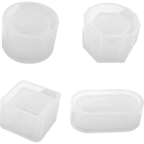 4 Pcs/set UV Resin DIY Handmade Flowerpot Silicone Mold Storage Box Hexagon Molds