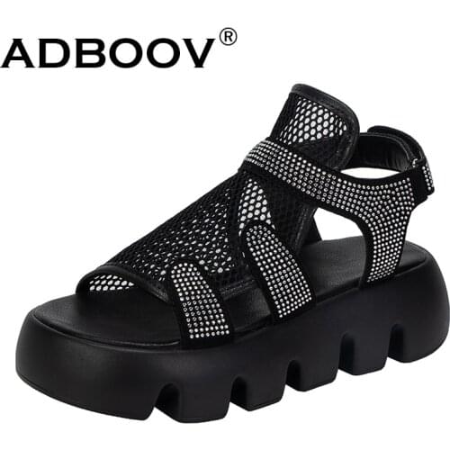 ADBOOV Diamond Sandals Womens High Sole Fashion Woman Shinny Slippers Thick Sole Heighten Sandalia Feminina