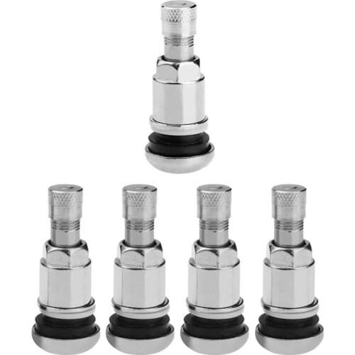 Bolt-in Tubeless Tire Valve Stems with Dust Caps Stainless Steel Car Tubeless Wheel Tire Valve Stems Cap Hex Car Accessories