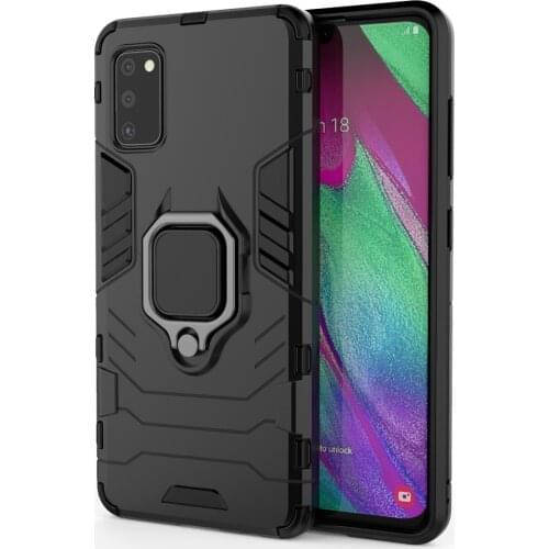 Armor Shockproof Ring Holder Case For Samsung Galaxy A41 Hard PC Soft TPU Hybrid Rugged Back Cover
