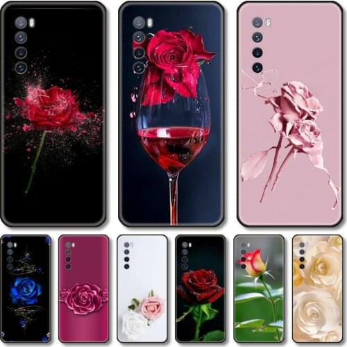 Colorful rose Phone Case For Huawei Nova 2 3 4 5 6 7 8 SE i E Pro Lite black cell shell