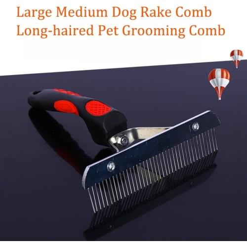 Large Medium Dog Rake Comb Long-Haired Pets Grooming Tool Stainless Steel Needle Comb For Big Dogs Golden Husky German Shepherd