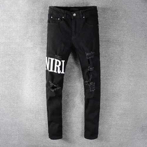 Casual Streetwear Black Slim Fit Jeans Men 2020 Autumn Masculina Letter Jeans Pants Men Trendy Dance Club Skinny Jeans Toursers
