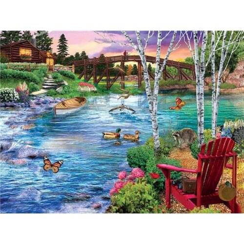 GATYZTORY Night Riverside Scenery Landscape Painting By Numbers For Adults Oil Paints Framed Diy Gift For Kids Bedroom Wall Deco
