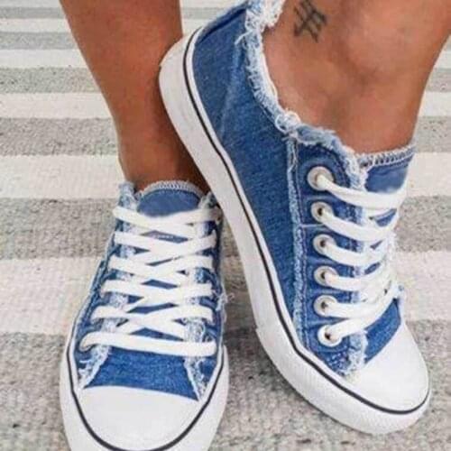 Fashion Women Sneakers Denim Casual Shoes Female Summer Canvas Shoes Trainers Lace Up Ladies Basket Femme Stars Tenis Feminino