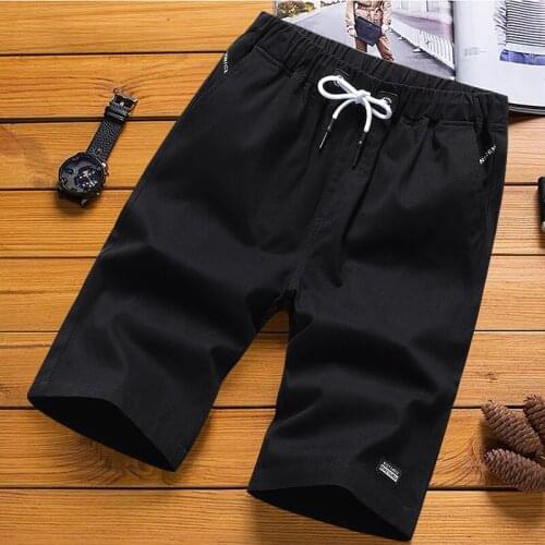 Summer Beach Pants Elastic Tether Five-Point Shorts Mens Cotton Comfortable and Breathable Mens Sports Pants Casual Pants
