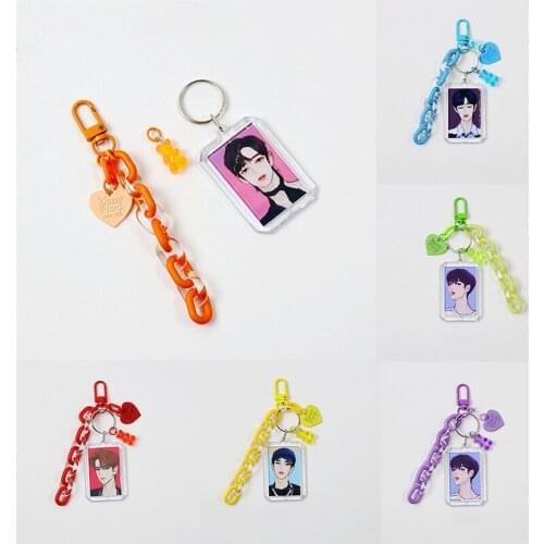 Cute Sweet Korean ID photo Protect Case Keychain Super Star Phone Protector Bag Car Keys Keyring Chain Pendant Decor Couple Gift