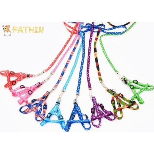 FATHIN Hot Sale Pet Dog Leash Traction Rope Pet Harness Dog Collar for Small Medium Dogs 10 color