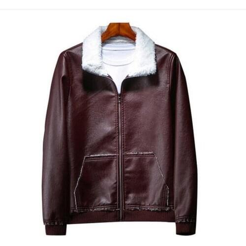 Male Pu Leather Jacket Winter Jacket Men Suede Jackets Coat With Fur Lining Winter Wool Liner Leather Jacket Men Plus Velvet