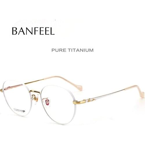 Pure Titanium Eyeglasses Frame Men Round Myopia Optical Prescription Glasses Frame Flame leg Design Female High Quality Eyewear