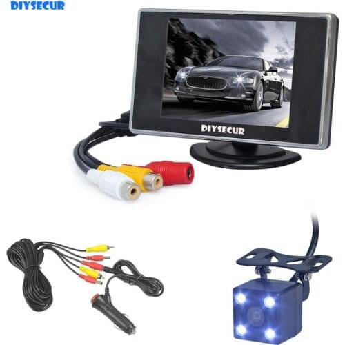 DIYSECUR 2In1 Car Parking System Kit 3.5" TFT LCD Color Rearview Display Monitor + Waterproof Reversing Backup Rear View Camera