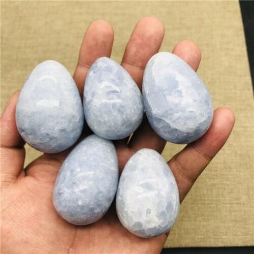 Natural Polished Blue Celestite Crystal Egg Shaped Stone Specimen Healing Decor Natural Quartz Crystals