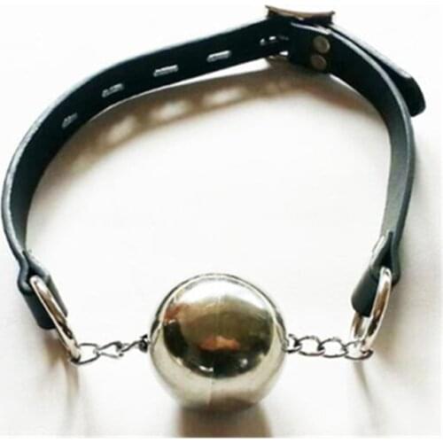 Stainless Steel Mouth Gag Plug Leather Oral Locking Bondage Restraints Adult Games Slave BDSM Fetish adult Sex Toys for woman