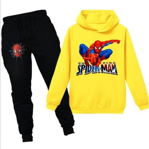 Disney children boys girls of new fund of 2021 autumn hoodie and pants spiderman cartoon childrens clothes leisure garments