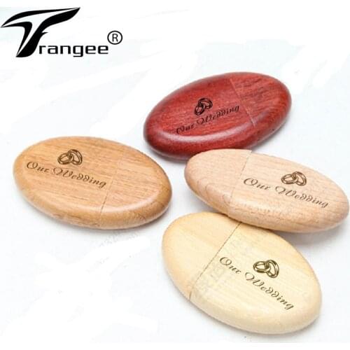 Trangee Oval Wooden USB Flash Drive 4GB 8GB 16GB 32GB 64GB 128GB (5PCS Free Logo) USB 2.0 flash disk Pendrive Wedding Gifts