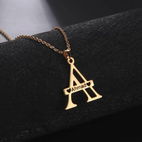 Personalized Initial Letter Necklace Jewelry Custom Name Engraved Word Gold Plated Stainless Steel Choker Necklaces