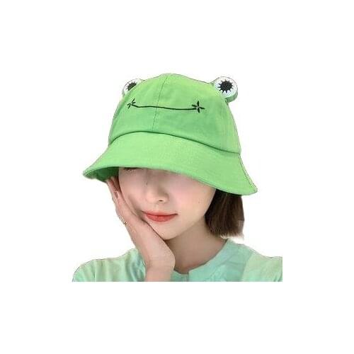 Fashion Frog Bucket Hat for Women Summer Autumn Plain Women Panama Outdoor Hiking Beach Fishing Cap Sunscreen Female Sunhat Bob
