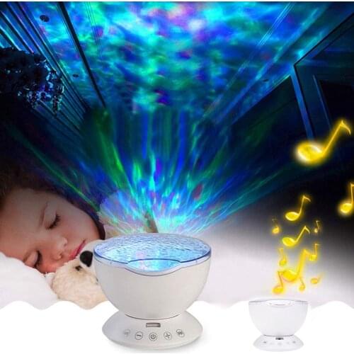 Ocean Wave Starry Sky Night Light Projector Colorful Flashing Lamp with Speaker Sleeping Light Bedroom Bedside Table Lamp