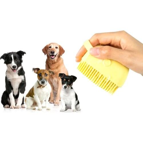 Pet Dog Shampoo Brush 2.7oz/80ml Cat Massage Comb Grooming Scrubber Brush for Bathing Short Hair Soft Silicone Rubber Brushes
