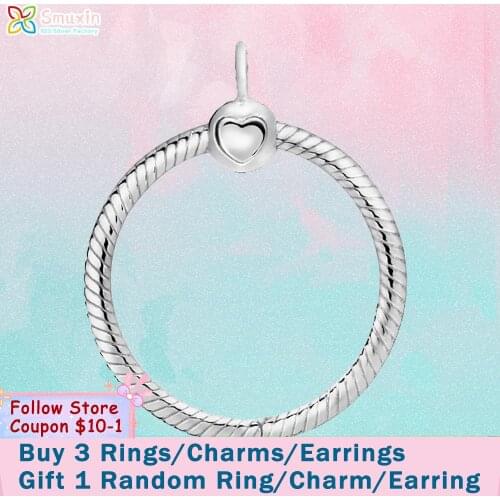 Smuxin 925 Sterling Pendant Silver Color Silver O Pendant fit Original Pandora Necklaces Women Jewelry Making Girl Birthday Gift