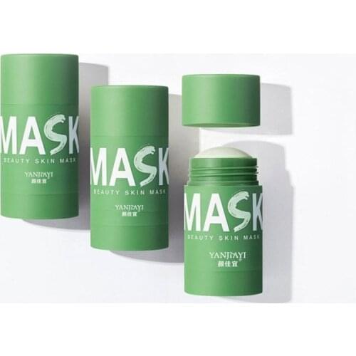 Green Tea Clay Solid Mask Whitening Hydrating Anti Acne Deep Cleaning Solid Green Tea Mud Mask Stick Remove Grease & Blackheads