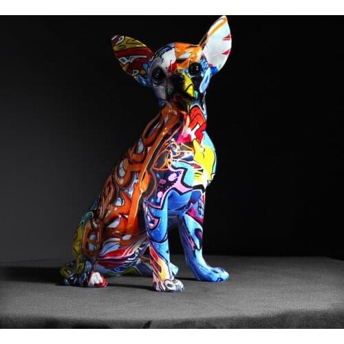 Creative Home Modern Painted Colorful Dachshund Dog Sculpture Decoration Wine Cabinet Office Home Decor Desktop Crafts