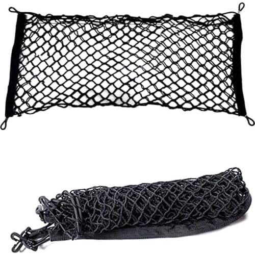 Universal Car Rear Cargo Organizer Storage Elastic Net Mesh Holder with 4 Hooks
