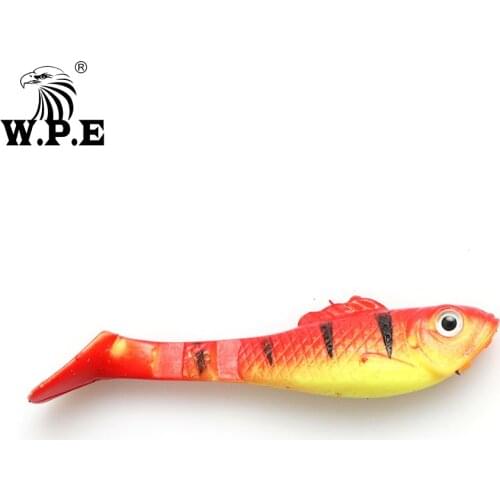 W.P.E 5pcs/pack 80mm Soft Lure Swimbaits 3D eyes Bionic Fishing Lure Shake Silicone Soft Body Lure Wobblers Fishing Tackle