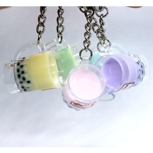 Funny Simulation Resin Big Milk Tea Cup Key Chain Fashion Creative Drink Cups Jewelry Gifts Decor Bag Keychains Crafts
