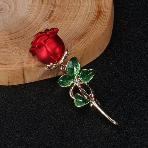 Rose Flower Brooches For Women Lady Fashion Vintage Elegant Enamel Flower Pin Summer Design Valentines Day Gift