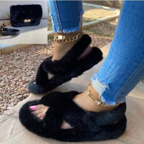 Womens new thick-soled plush, comfortable and versatile color slippers, fashionable and durable womens shoes slippers