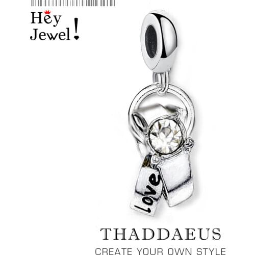 Pure 925 Sterling Silver Romantic Wedding Rings Pendant Charm Fit Bracelet Necklace For Women Men New Fashion Love Jewelry