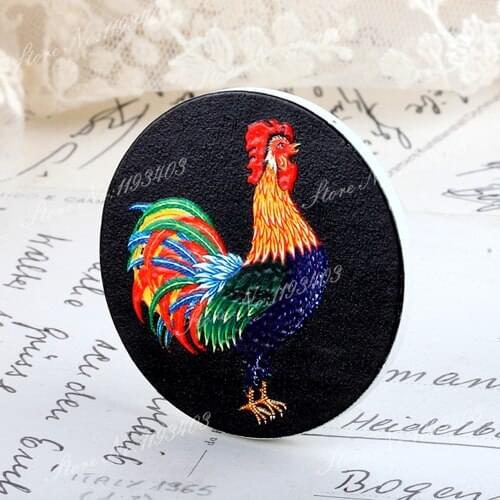 2Pcs 45mm Chook Unique 3D Embossed Big Round Handmade pattern Wood Cut Pendant make Necklaces, Bracelets,Brooch-(WI-14)