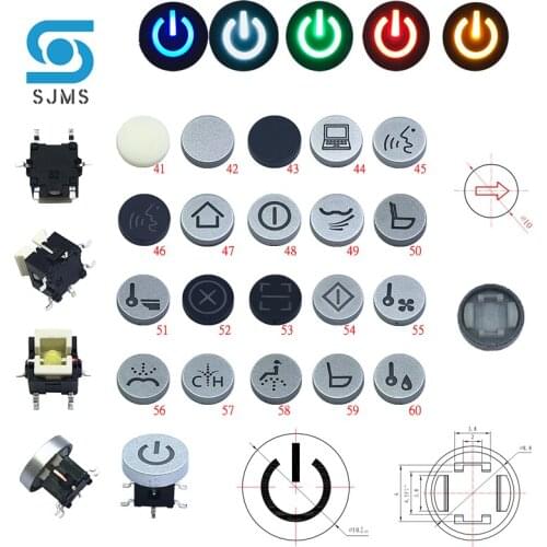 SJMS 2Pcs 6*6*8.4mm SMD 6PIN Through Hole Micro Push Button Tactile Momentary With LED Switch Tact Push Indication Button Mode