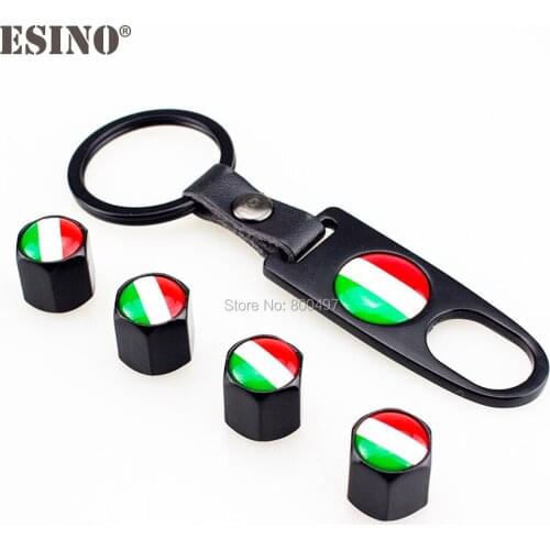 40 x Car Stainless Steel Zinc Alloy Wheel Tire Valve Stems Caps Italy National Flag l Universal Fit With Mini Wrench Key Chain