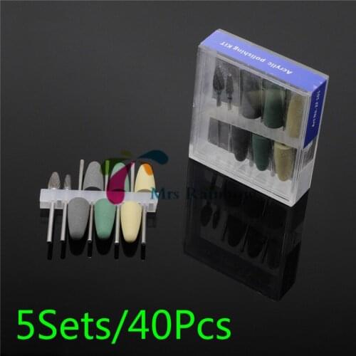 Sale Dentist Resin Base Acrylic Polishing Burs Drill Polisher Rotary 5Sets/40Pcs