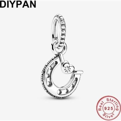 925 Sterling Silver Good Luck Horseshoe Dangle Charm Fit Pandora Original Bracelet Charm Pendant Bangle Women Jewelry Berloque