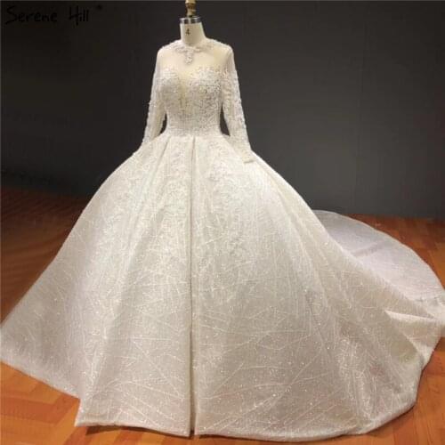 White Long Sleeves High-end Sparkle Crystal Beading Wedding Dresses Sexy Luxury Bridal Gowns BHA2271Custom Made