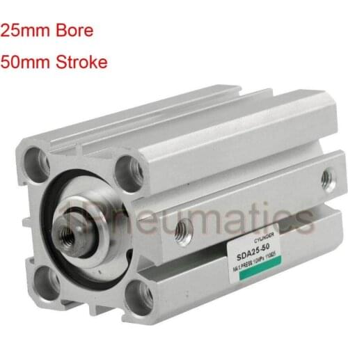 Free Shipping 2PCS/LOT Pneumatic 25mmx50mm Double Action Thin Air Cylinder SDA 25-50