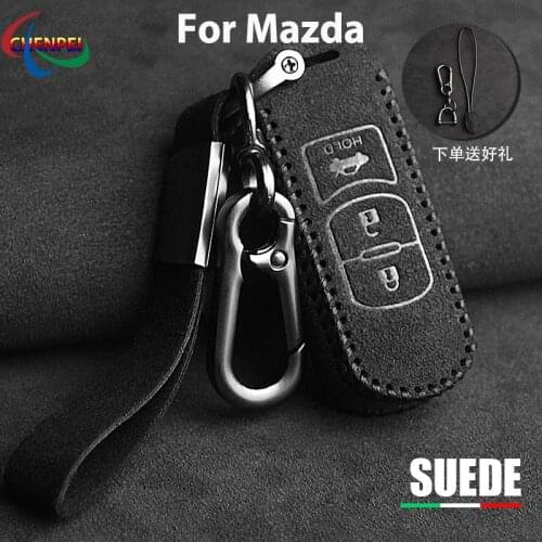 Car Key Cover For Mazda 6 Atenza Mazda 3 Axela CX5 CX4 Suede Key Case Protective Shell Buckle Car Accessories