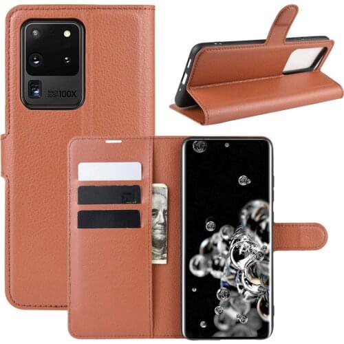 20pcs Leather Litchi Case Holder Card Slot Cover For Samsung Galaxy S21 Plus S20 FE Note 20 Ultra A02S A02 A12 A32 A42 A52 A72