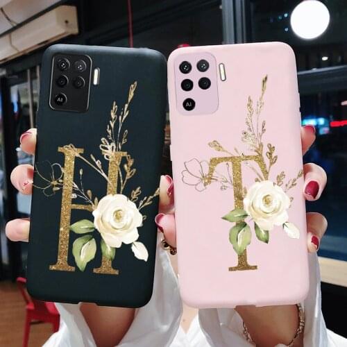Phone Cases For OPPO A94 F19 Pro Reno 5 Lite Silicone Back Soft Case Cute Letters Cover Shockproof Bumper For OPPO A94 5G Case