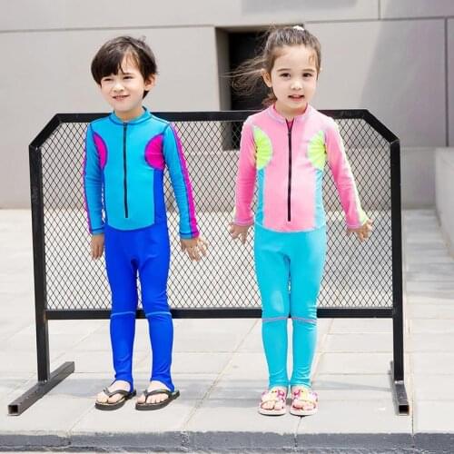 Childrens Swimsuit Kids Girls 2020 Child Swimwear Girl Baby Clothing Female Boys Long Sleeve Trousers Sun Proof Drying Animal