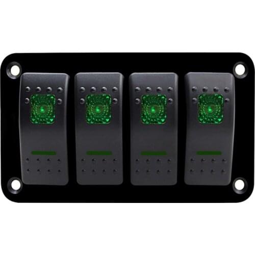 Double LED 4 Gang Car Marine Switch Panel Breaker Boat Car Rocker Switch Control Panel for Car Marine RV Caravan