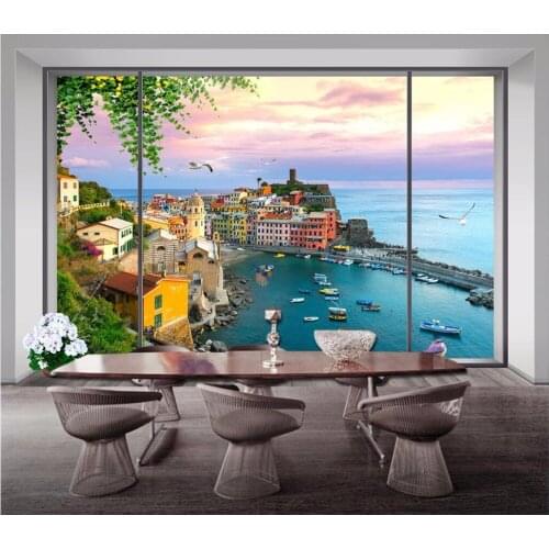 Custom mural photo 3d wallpaper Windows seaside architecture landscape decoration painting 3d wall murals wallpaper for wall 3d