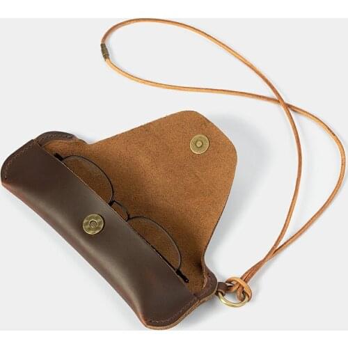 Creative2021 No Name Hand Made Simple Bag Hanging Neck Retro Crazy Horse Skin Myopia Glasses Presbyopia Box