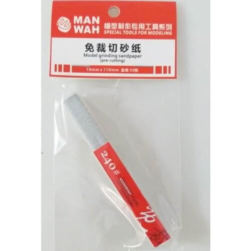 MANWAH MW2022-2028 Pre-Cutting Model Grinding Sandpaper,Special Tools for Modeling,50pcs Size - 10mm X 110mm
