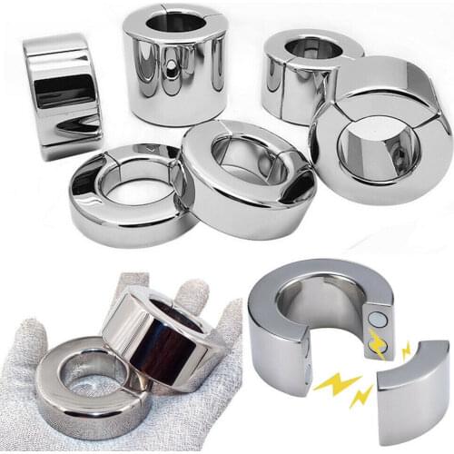Metal Stretcher Scrotum Pendant Restraint Ring Weight Penis Bondage Scrotum Magmetic Lock Traning Ring for Men Cock Ring Sexy