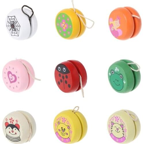 Cute Animal Prints Wooden Yoyo Toys Easy Educational Toys Classic Toy
