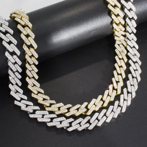 Hip Hop 14mm 7"/ 8"/16"/18"/20"/24" Simulated Lab Zircon Iced Out Miami Curb Link Chain Bracelet Necklace Set For Men Jewelry